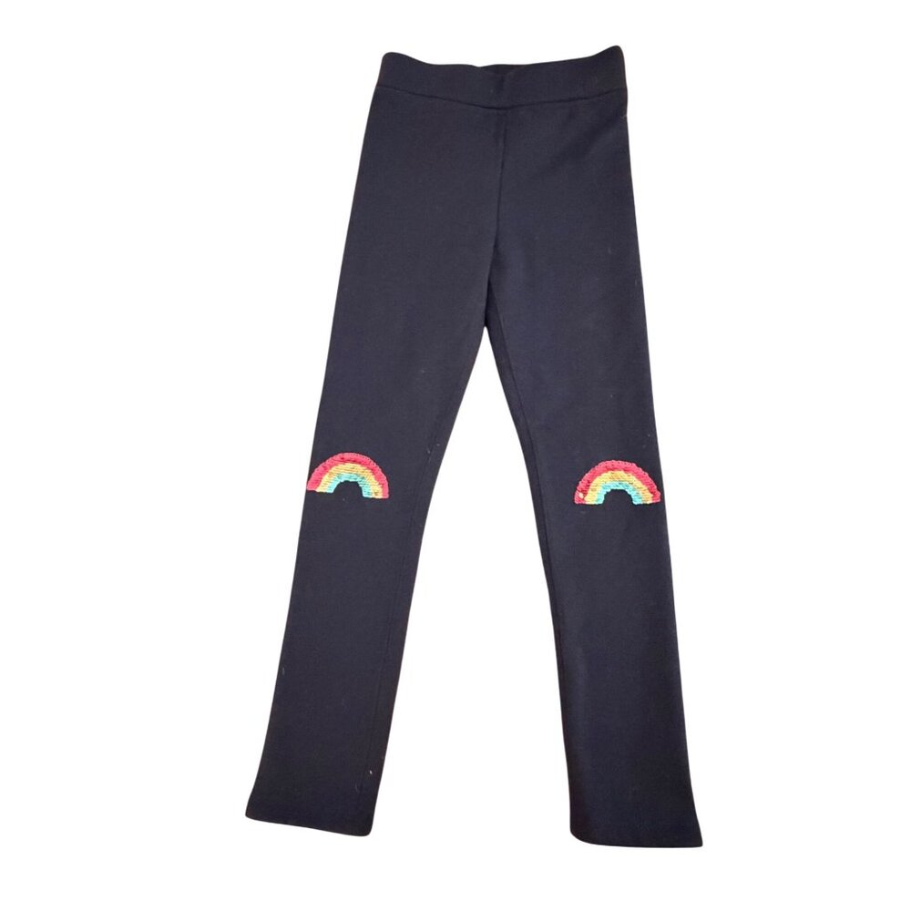 Rumi + Ryder Toddler Girls Navy Blue Rainbow Knee Patch Fleece Lined Leggings 3T